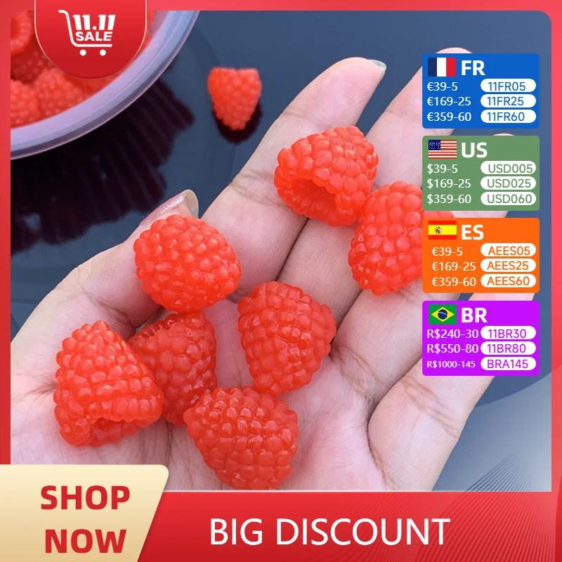 20pcs Raspberry Fruit Fresh Fake Food Plastic Model Snack Truck Home Baking Diy Kitchen Cute Mini Play Party Candy Drink Creamy