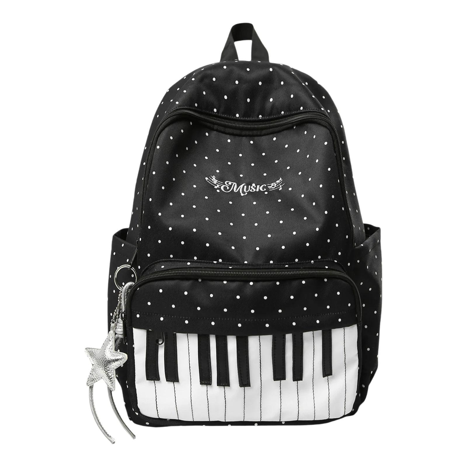 

Nylon Casual Laptop Bag 16.9 Inch Polka Dot Piano Key Travel Daypacks for Girls Travel Shopping Daily Use