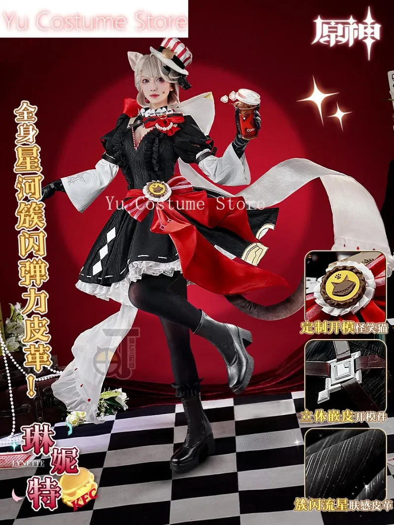 

YuCostumeGenshin Impact Lynette Magician Game Suit Gorgeous Dress Uniform Cosplay Costume Halloween Party Role Play Outfit Women
