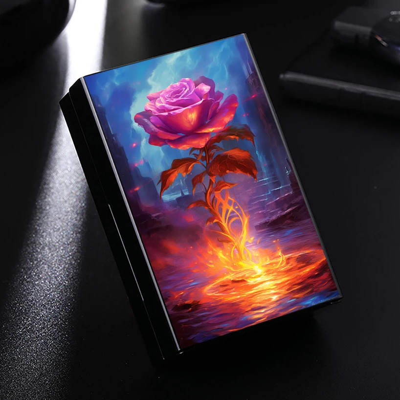 Rose and Fire, Cigarette Box, Cigarette Storage Box, Moisture-proof and Squeeze-proof Cigarette Box, Street Style