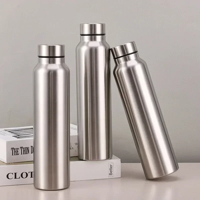 

High Quality 1000ml Stainless Steel Sport Water Bottle Single-layer Rugged Water Cup Metal Flask Drinkware Camping Sports Gym