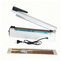 Metal Case Impulse Sealing Machine 30mm 8mm Width Electric Heat Hand Press Sealer With Code Food Plastic Bag Sealer Metal Case