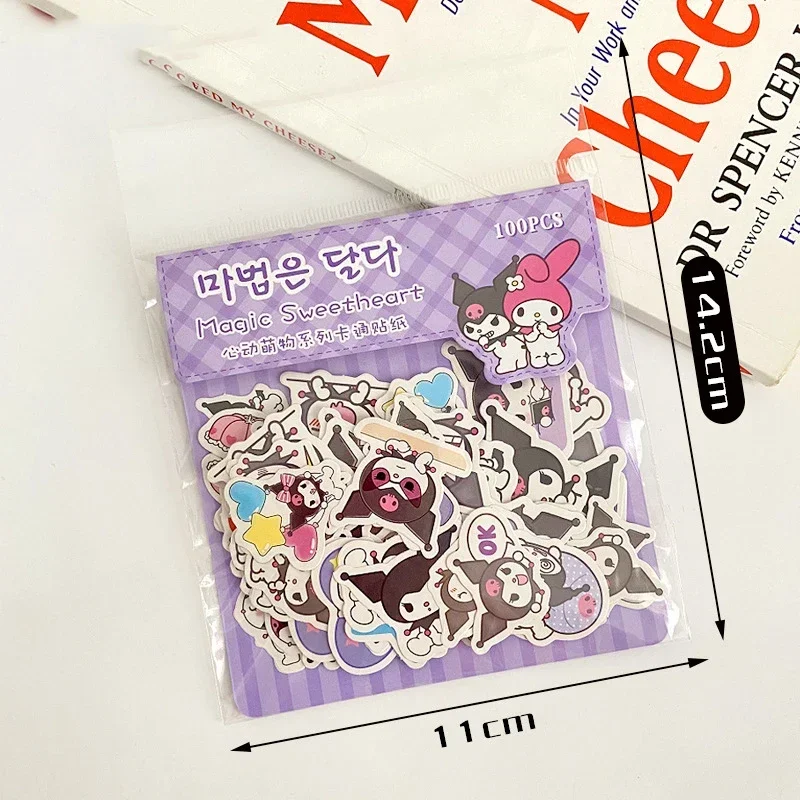 100pcs Kawaii My Melody Kuromi Hello Kitty Stickers for Kids Girls DIY Laptop Phone Diary Cute Cartoon Sanrio Sticker Decals