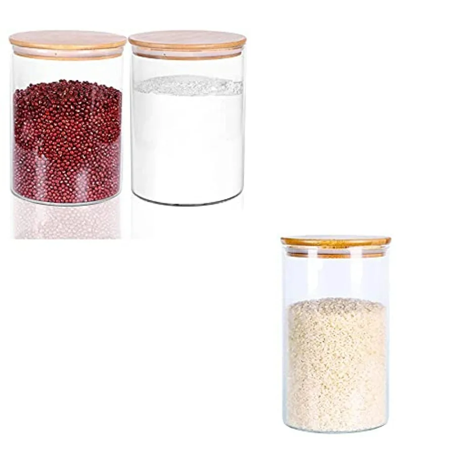 

Set of 2 Glass Jars Including a 100 OZ Large Storage Container and a 60 OZ RiceSpecific Jar Perfect for Kitchen Pantry Organiza