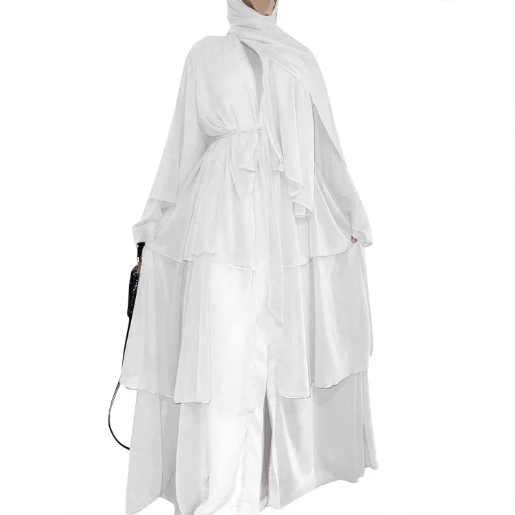 Zhiyiduoduo mode couture trois couches en mousseline de soie élégant Cardigan Robe Robe 21462 Abaya Ramadan dubaï luxe Islam élégant