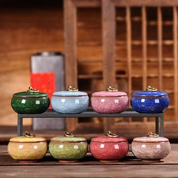 Tea Jar Color Crack Ceramic Tea Jar Storage Tank Portable Delicate Small Tea Box Portable Mini Storage Box Home Decoration