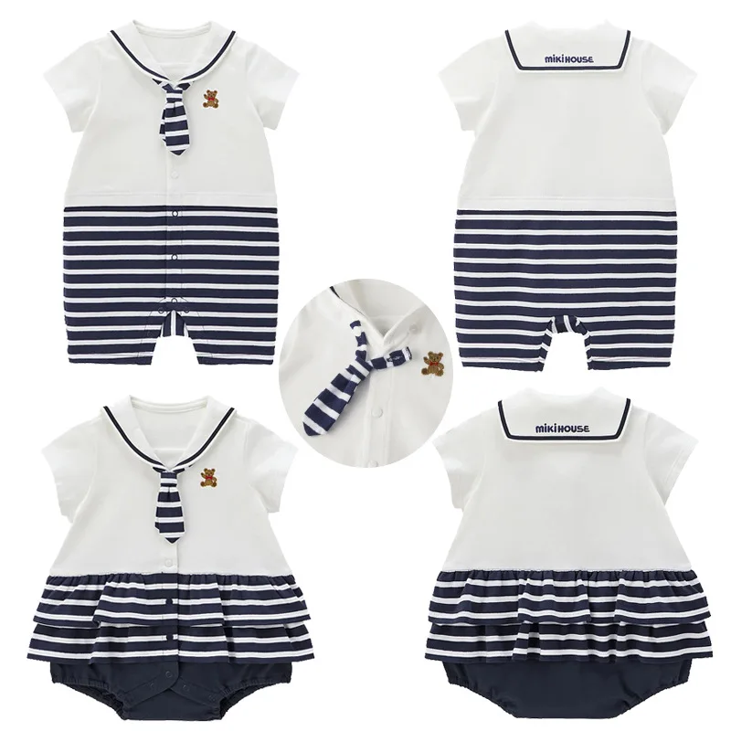 

Детский костюм с запахом, милый мультяшный медведь, вышитый темно-синий воротник, костюм для скалолазания, комбинезон