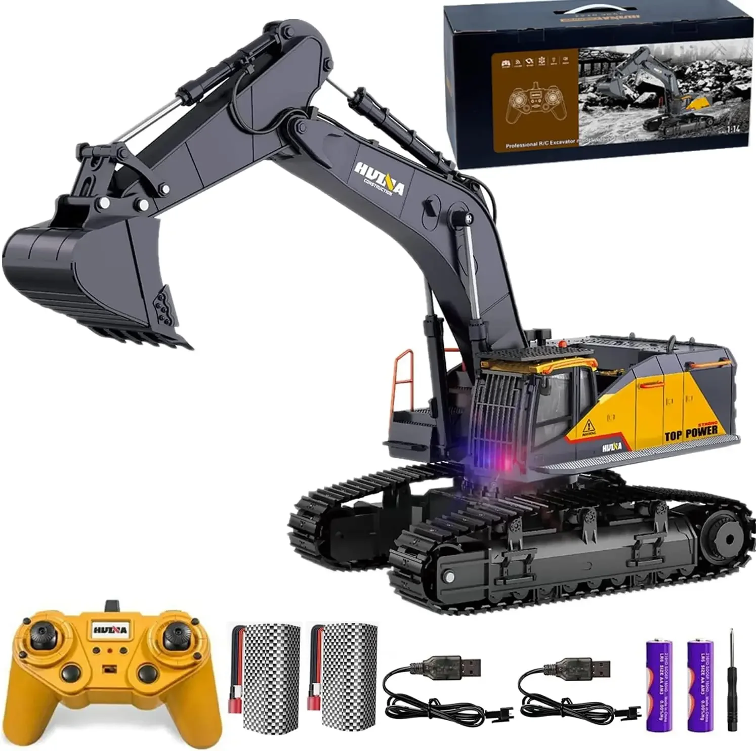 Control Excavator Toy 1/14 Scale RC Excavator, 22 Channel Upgrade Full Functional Construction Vehicles Rechargeable