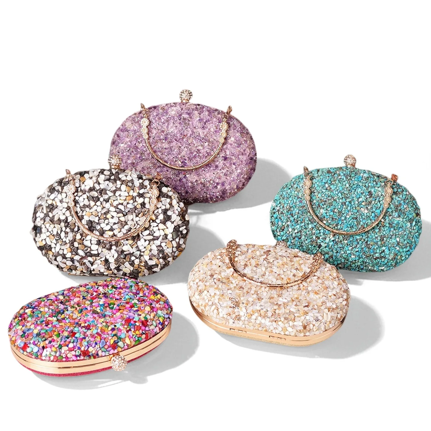 Graziosa pochette da sera con decorazione in pietra, glamour, chic, sofisticata, attraente, favolosa ed elegante per la cena