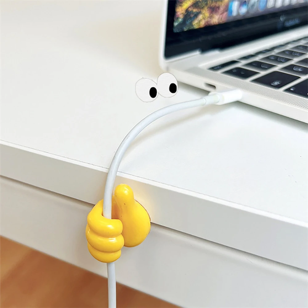 Multifunctional Thumb Hook Cartoon Creative Data Cable Storage Organization Wall Winding Fixer Wire Clip Holder Cable Manager