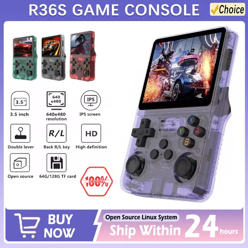 

Игровая консоль R36S с открытым исходным кодом, 256 ГБ, система Linux, 3,5-дюймовый IPS-экран, портативный карманный видеоплеер, 64 ГБ/128 ГБ, лучший игровой подарок ﻿