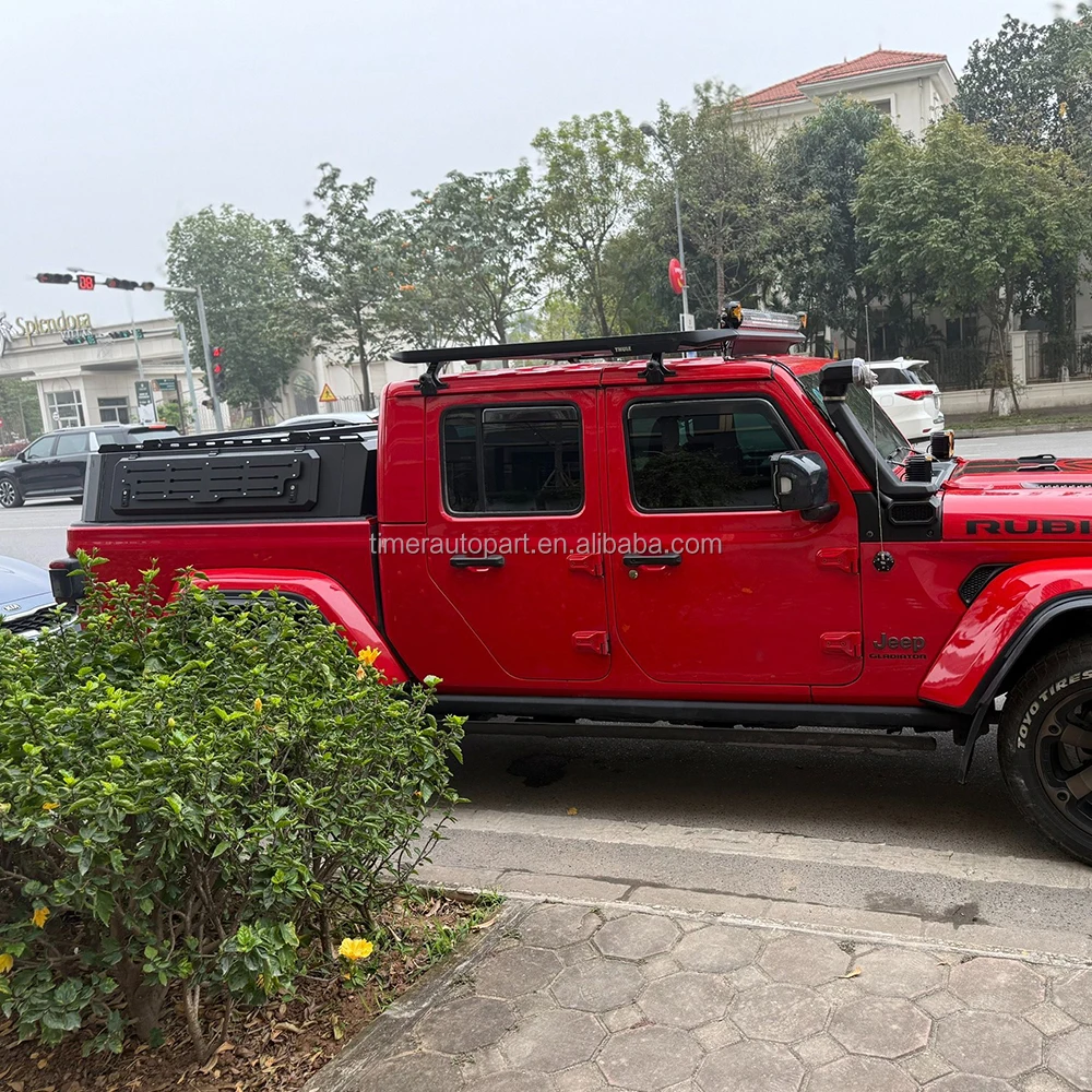 Offroad Aluminum Waterproof Camper Bed Caps for Pickup Truck Manual Operation Hard Cover Tonneau Cross Bar Gladiator No Drill