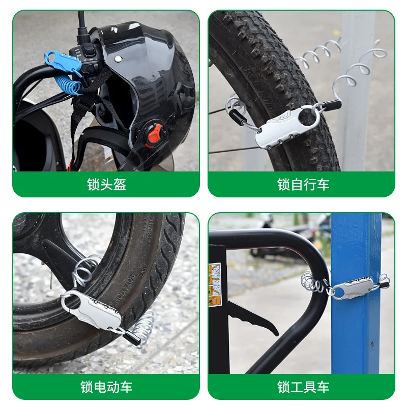 1pc Durable Helmet Lock Chain 3 Digit Password Combination Portable Bike Motorcycle Anti-theft Cable Lock Motorbike Accessories