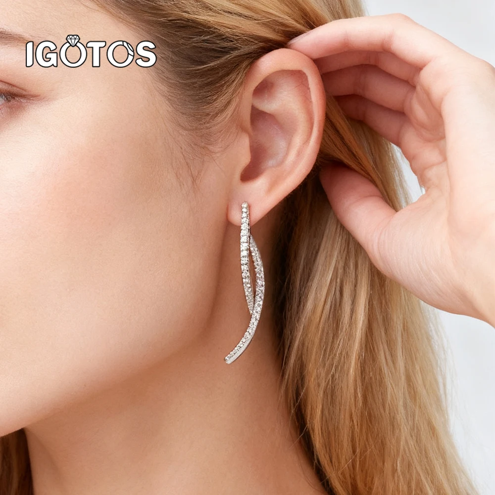

Tassel D Color Moissanite Earring 925 Sterling Sliver Plated White Gold Hoop Earring for Women Wedding Party Jewelry