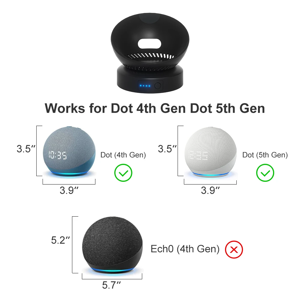 Echo Dot 5th Battery Base Portable Wireless Rechargable Battery Base Compatible with Echo dot 4th/5th Alexa Speaker