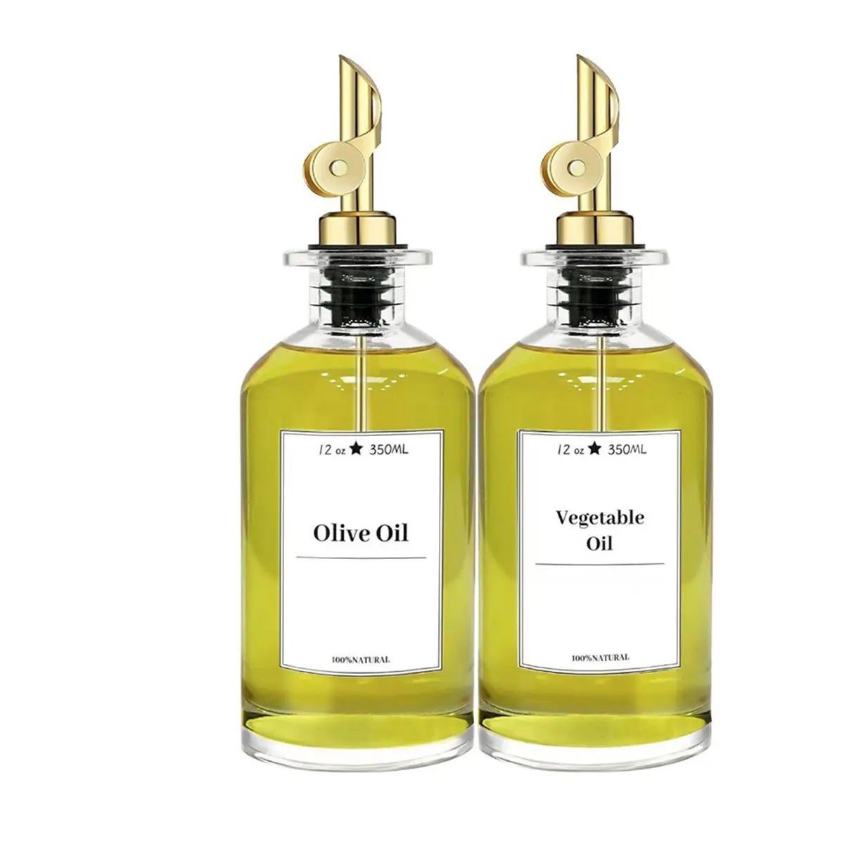 2026 New 2 Pcs 350 ML Premium Olive Oil Dispenser Bottles for Kitchen with Pourer, Elegant Olive Oil Bottle, Sprayers for Cookin