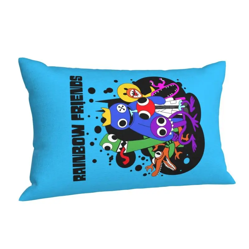 Custom Cute Rainbows Friend Play Gamer Cushions Cover for Bed Sofa Rectangle Pillowcase