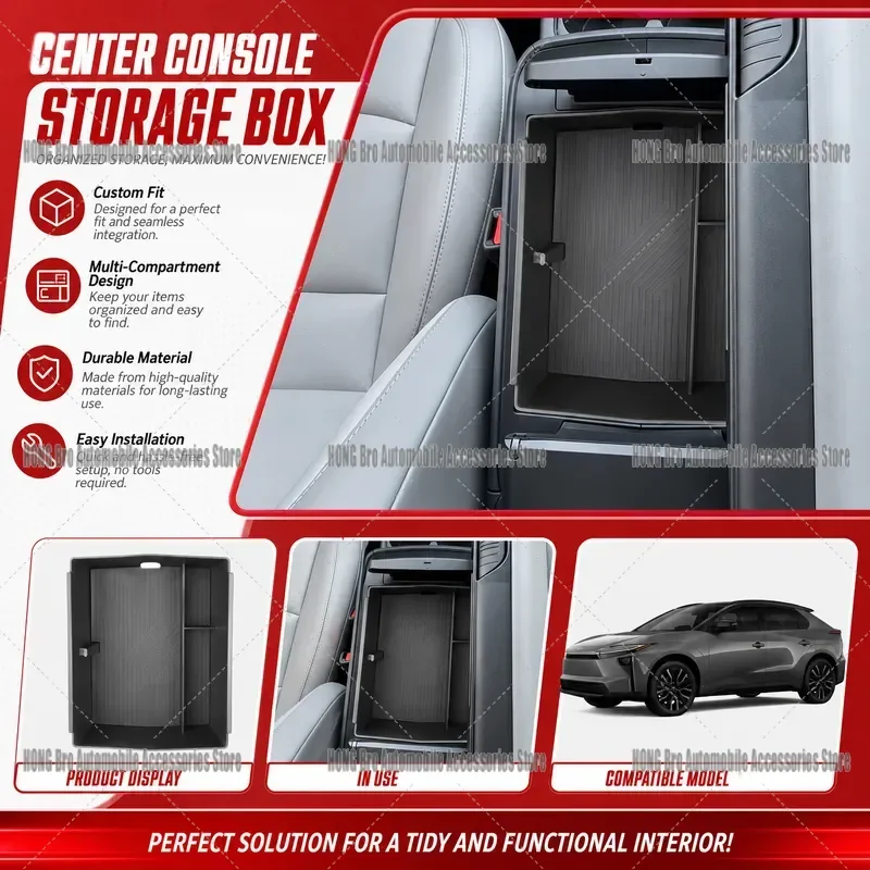 For Toyota C-HR EV SE XSE 2026 2027 Armrest Storage Box Non-slip Container Organizer Console Tray Accessories Interior Decor