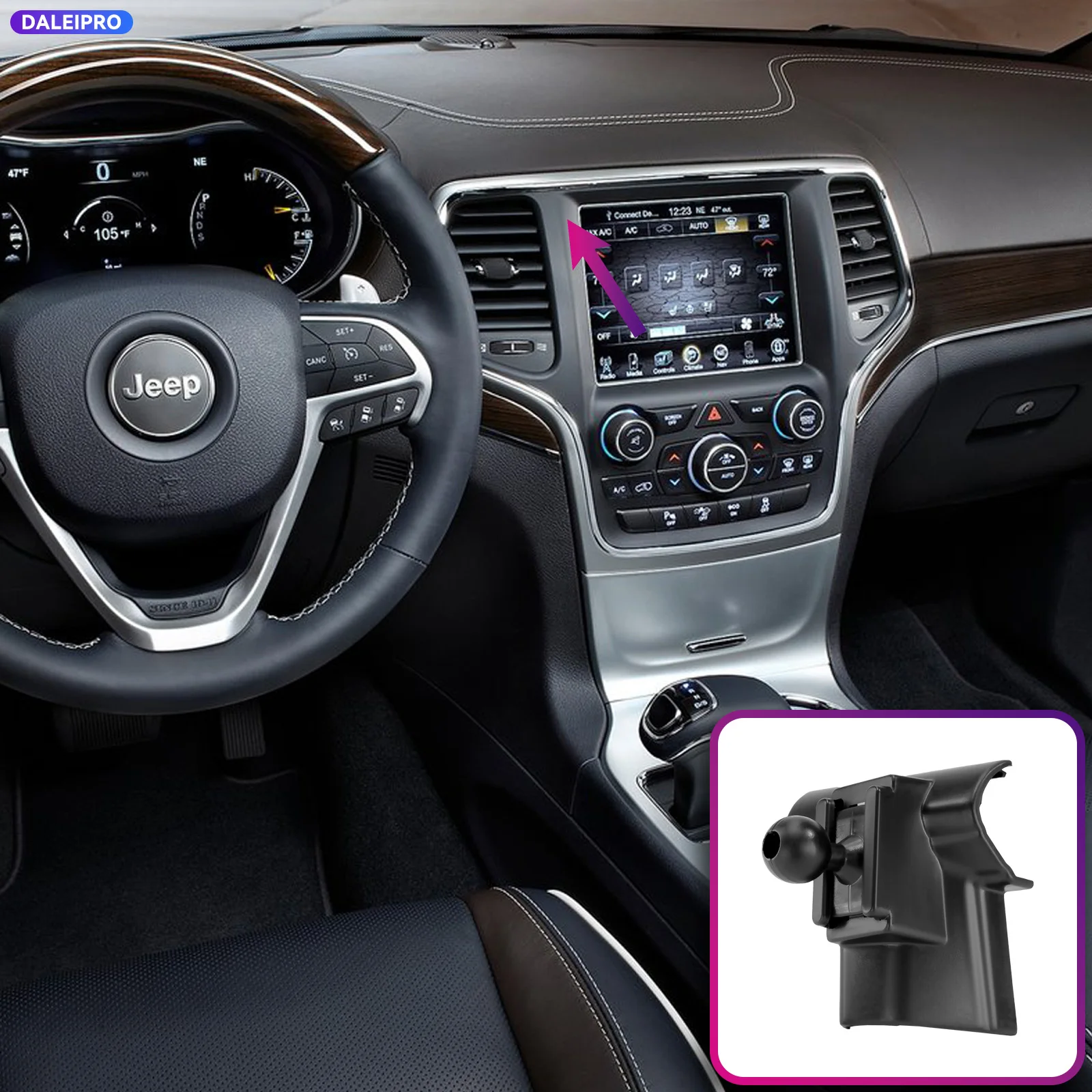 For Jeep Grand Cherokee WK2 2014 2015 - 2018 2019 Vehicle-Specific Phone Holder Base Smart Car Phone Mount 66W Charging Holder