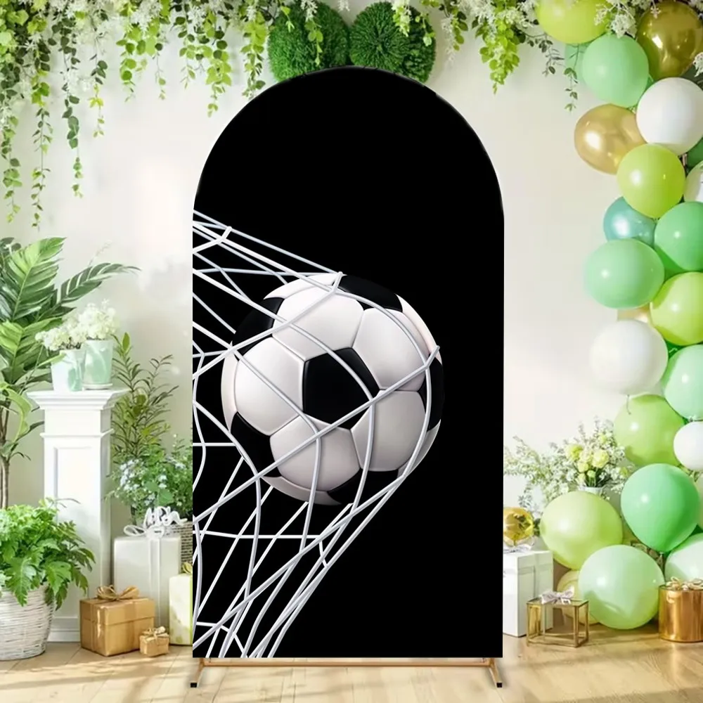 Football Birthday Party Arch Backdrop Cover Baby Shower Boys Birthday Decor Elastic Fabric Custom Text Photo Arch Background