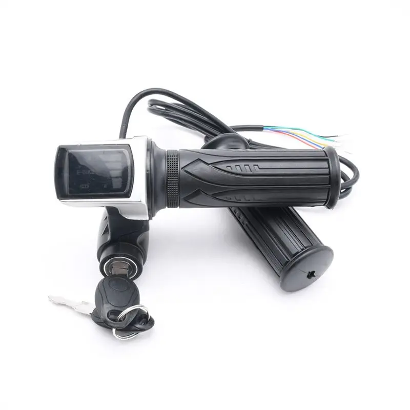 Electric Bike Throttle Grip Electric Bicycle Scooter Twist Throttle Grips With LCD Display And Power Key Locker-A08Q