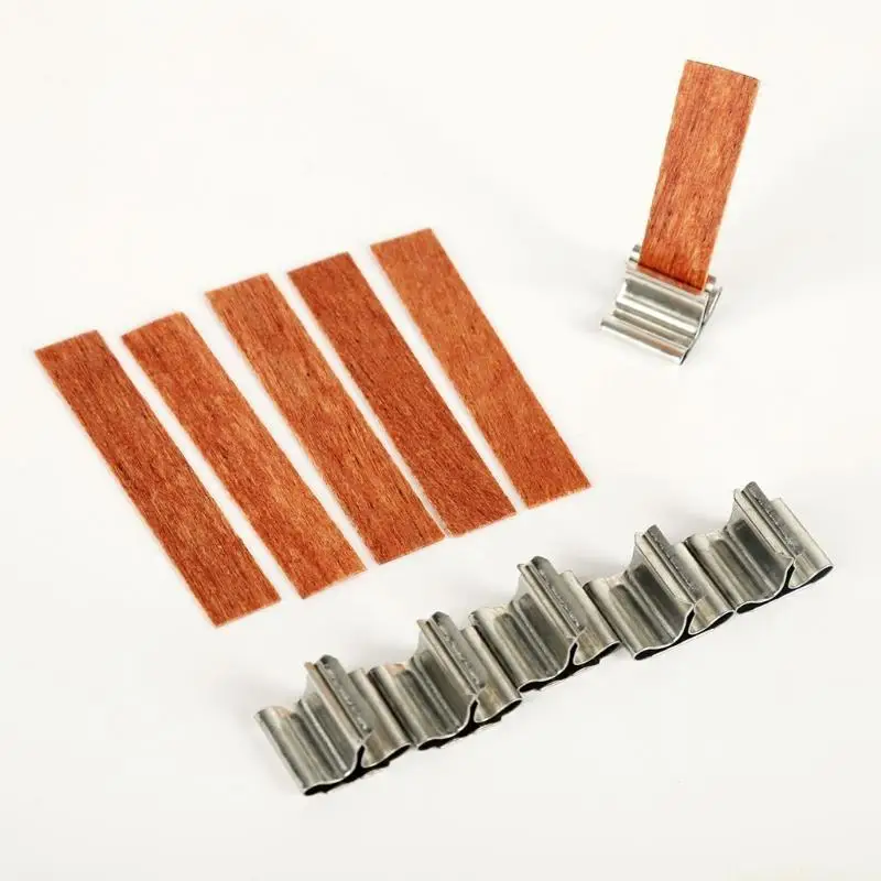 QX2E Wicks Base Clip 50pcs Clean Burn Crackling Sound Wick Holder for Home Dining Table Decoration Supplies