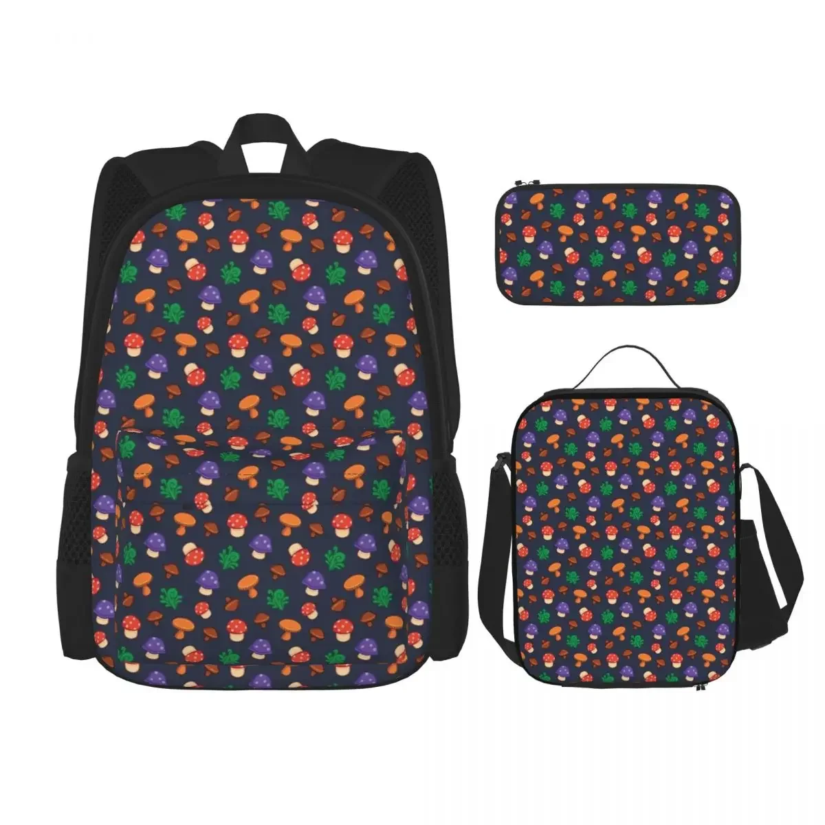 

Stardew Valley Mushrooms Backpacks Boys Girls Bookbag Children School Bags Kids Rucksack Lunch Bag Pen Bag Three-Piece Set