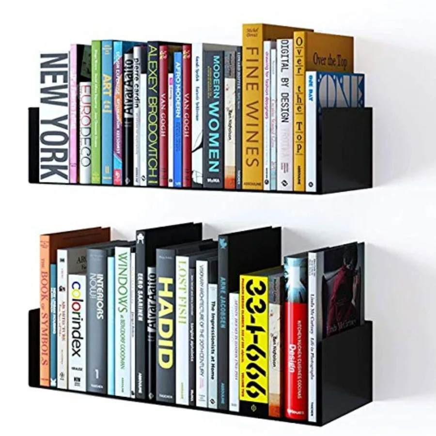 

Bali Floating Wall Mount Metal U Shape Shelf Book CD DVD Storage Display Bookcase Black Set of 2