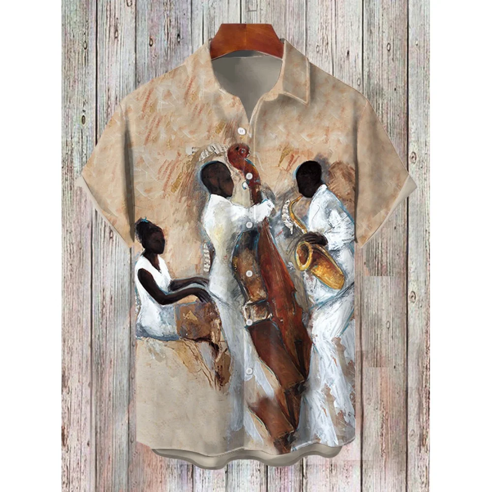 Music Guitar 3d Print Men's Casual Shirt Hawaiian Shirt Men Summer Casual Short Sleeved Shirt For Men Clothing Breathable Shirts