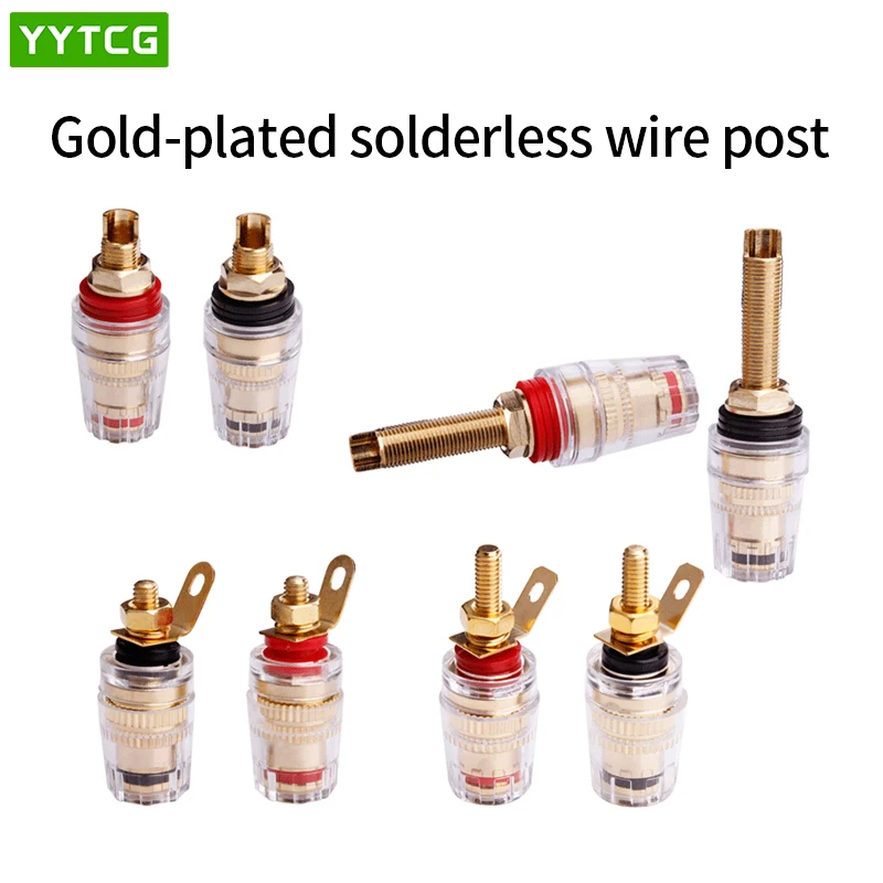 High end 4Pcs Brass Crystal Binding Post for Thread Audio Speaker Amplifier 4mm Banana Plug Terminals Connector Hifi Audio DIY