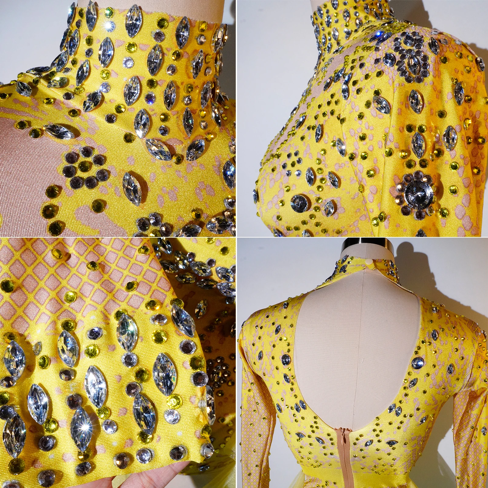 Fashion Rhinestone Red Ruffle Bodysuit Women Big Stretch Nightclub Prom Bar Concert costume Stage Singer Show Dance Leotard DS