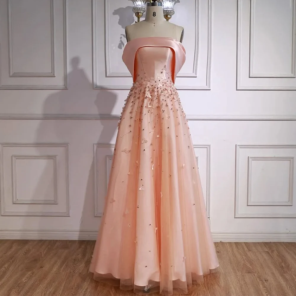 

Pink Satin and Tulle Evening Dress with Off the Shoulder A-Line Celebrity Gowns Crystal Flowers Customized Homecoming Dresses