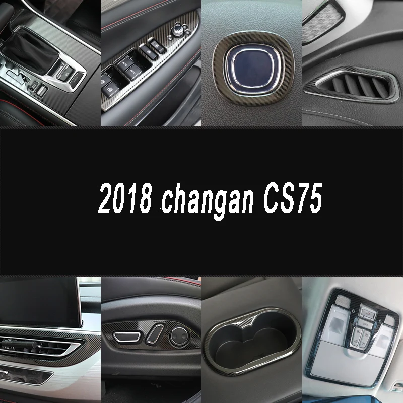 

Car Interior Accessories for Changan Cs75 2018-2020 Carbon Fiber Gear Panel Cover Air Vent Seat Adjust Trims Steering Wheel Kit