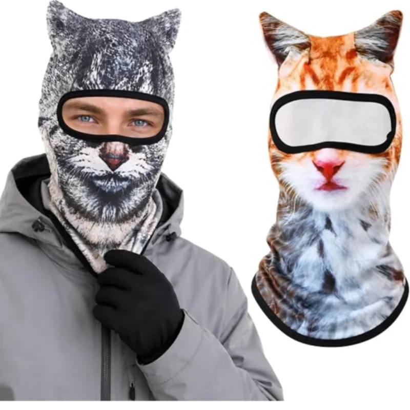 3D Cat Ski Balaclava Sheisty Face Mask With Ears Cute Animal Ski Mask For Men Women Outdoor Face Mask For Hiking Riding Party