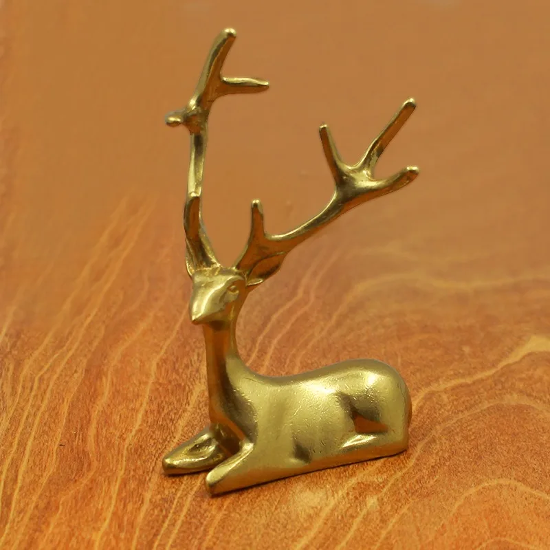 1 PC Modern Minimalist Brass Fawn Cabinet Pulls Wardrobe Door Handle Decorative Accents Copper Deer Figurine Unique Animal Decor
