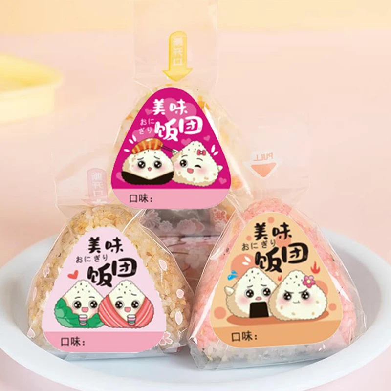 80Pcs Triangle Rice Ball Packing Bag Stickers Nori Seaweed Onigiri Sushi Bag Stickers Sushi Making Mold Tools Bento Accessories