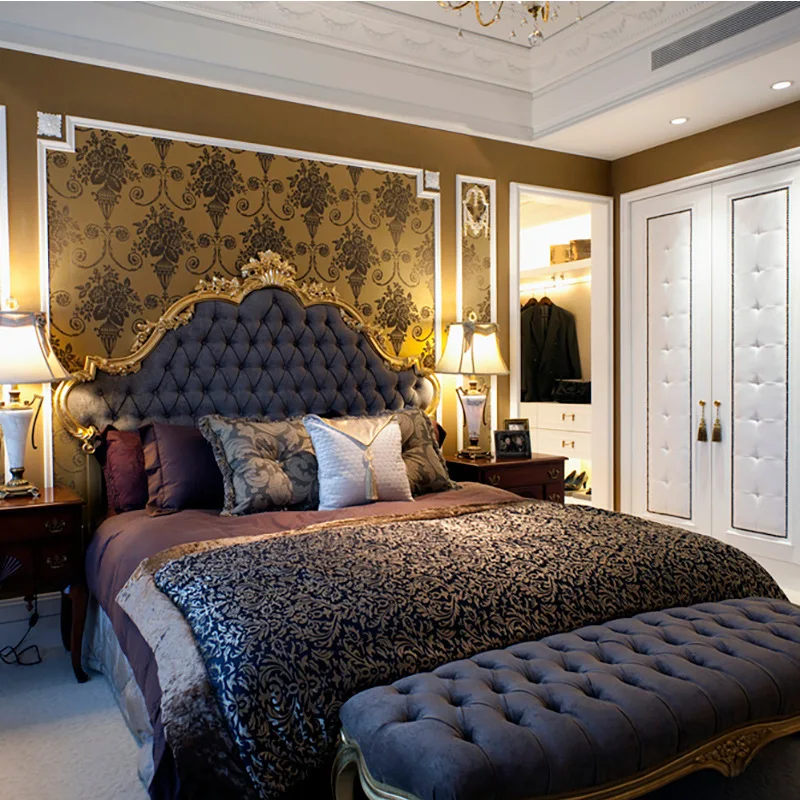 European 1.5m double bed solid wood neoclassical 1.8m princess bed