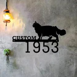 Custom Cat House Address Sign Custom House Number Sign Door Number Sign Cat Welcome Sign Gift for Cat Lovers Housewarming Gift