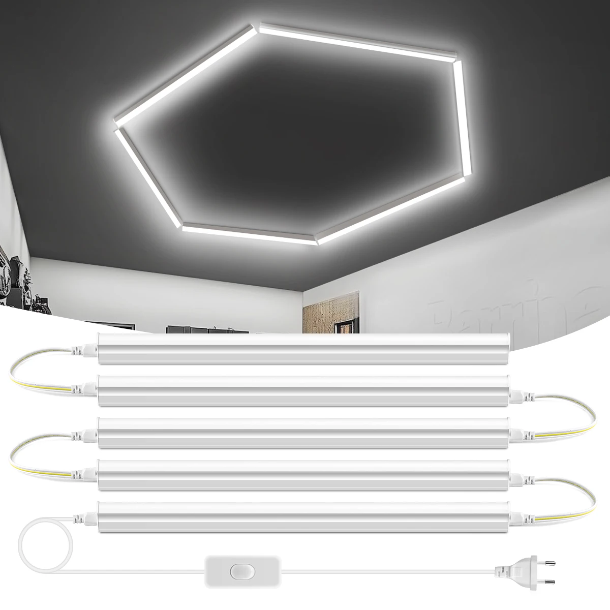 

15W 25W T5 T8 LED Linkable Aluminum Light Tube AC 220V EU US Power Plug DIY Kitchen Workshop Garage Warehouse Ceiling Lamp
