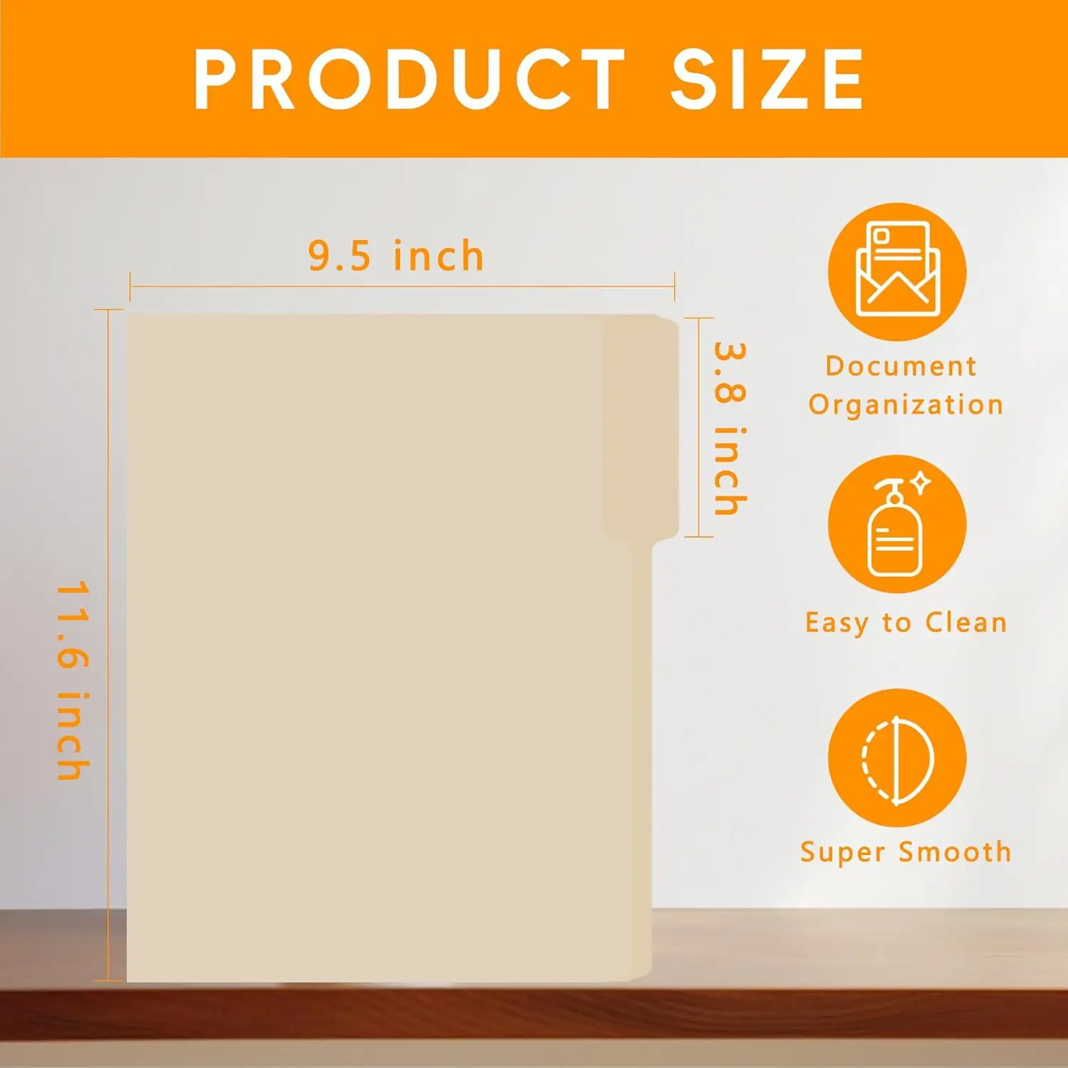 100PCS Manila File Folders – Letter Size 8.5x11, 1/3 Cut Tabs for Office, School & Home Organization