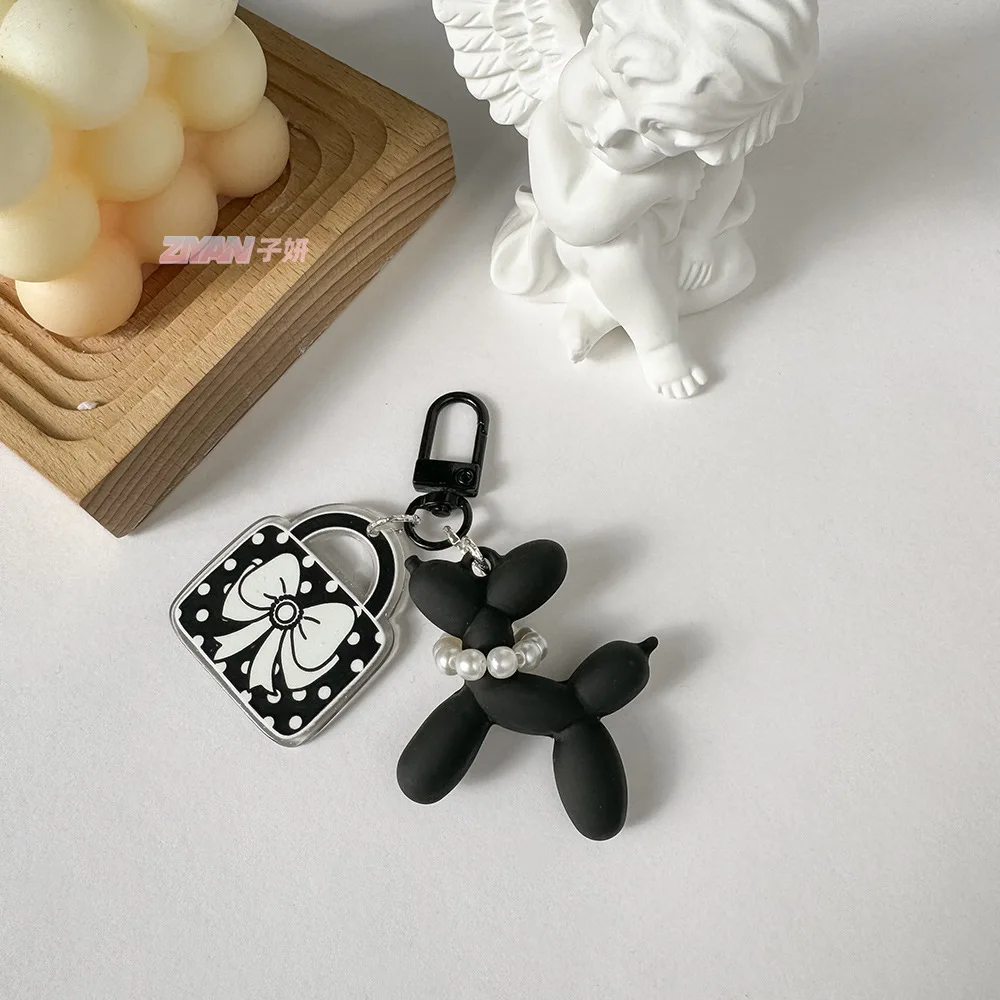 Creative Maillard Balloon Dog Keychain Acrylic Rubber Exquisite Phone Car Pendant Cartoon Key Ring DIY Gift for Women Children