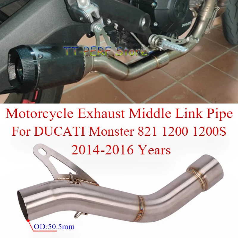 

Slip On For DUCATI Monster 821 1200 1200s 2014 - 2016 Motorcycle Exhaust Middle Link Pipe Systems Modified Moto Escape Stainless