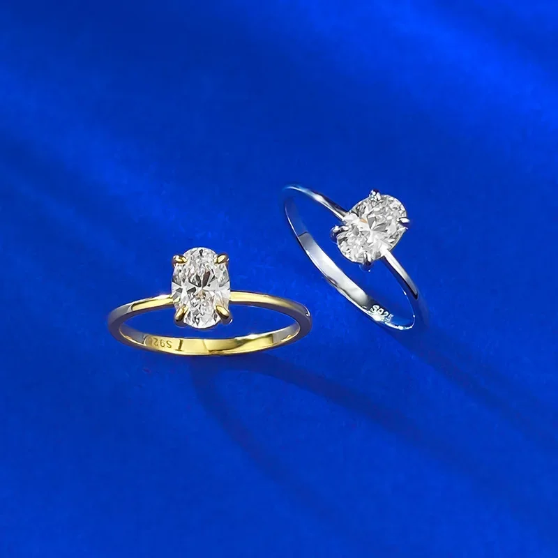 

2025 Pigeon Egg Fashion Trend High End 1-carat Single Diamond Ring S925 Silver Diamond Ring Wedding Jewelry