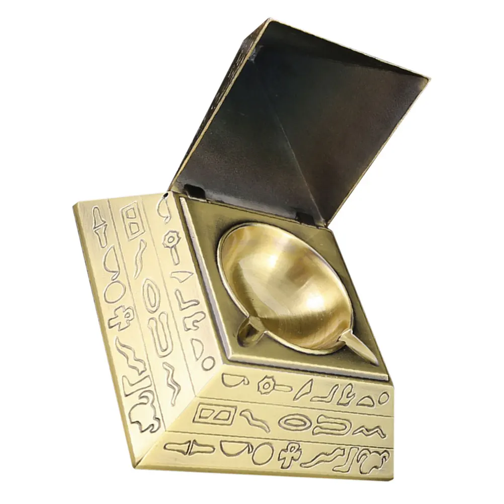 

Pyramid Ashtray Vintage Decor Desktop Household European Office Windproof Retro Creative Smoke Accessories Anti Scatter Lid