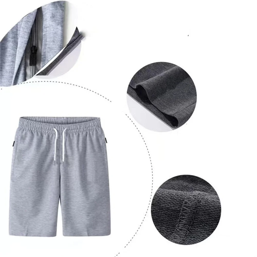 Short de sport à poches solides pour hommes, short de plage, short d\'été fin, poche zippée, pantalon de survêtement