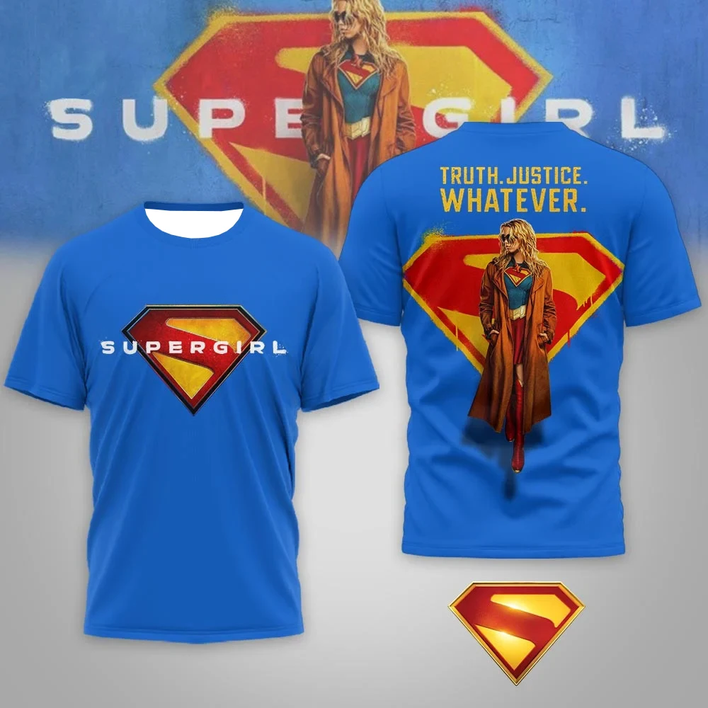 Nouveau T-shirt Supergirl pour adultes et enfants, imprimé intégral, personnage de super-héros, vérité, justice, graphisme varié, manches courtes, fan de bandes dessinées et de films