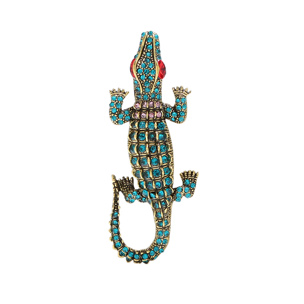 CINDY XIANG Rhinestone Crocodile Brooch Fashion Animal Pin Vintage Jewelry High Quality