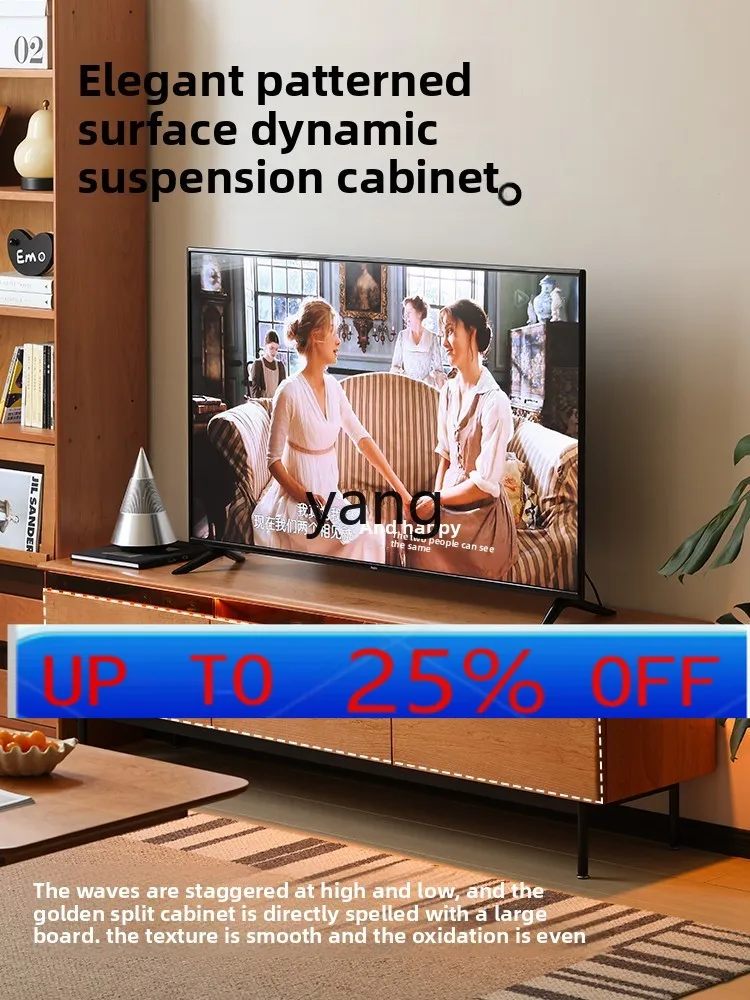 lmm Cherry Wood TV Cabinet Atmosphere Solid Wood Storage Integrated Coffee Table TV Cabinet Set