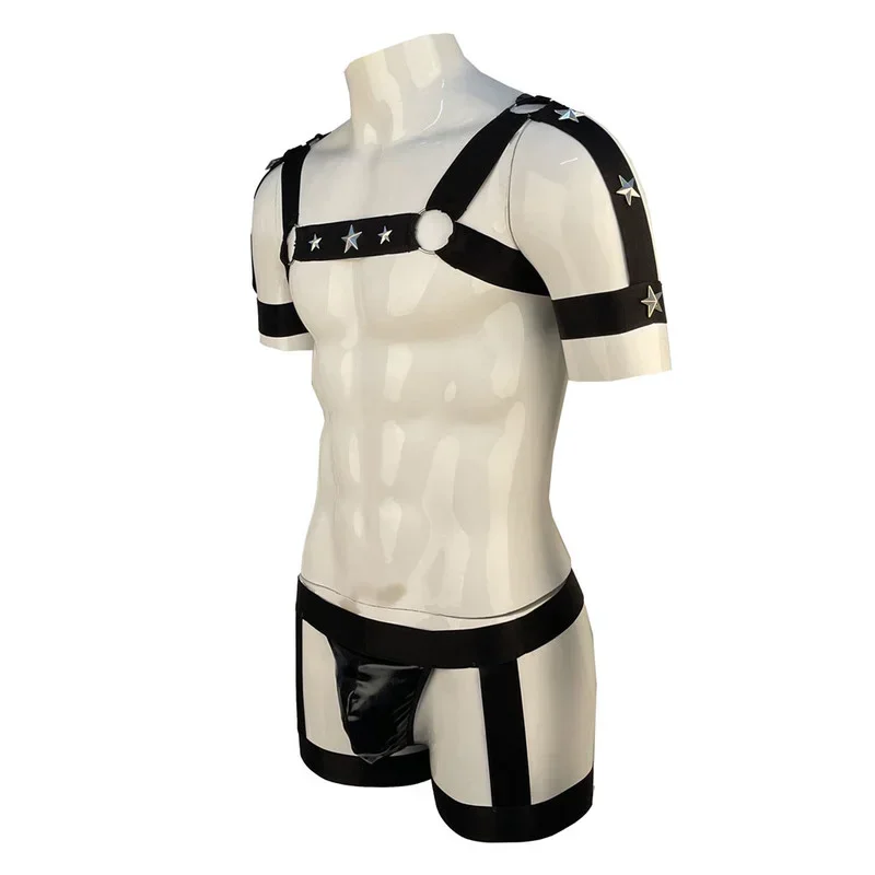 Sexy Men's Undershirts Singlet Body Chest Harness Elastic Strap Lingerie Bandage Thongs Costumes Clubwear Male Underwear Sets