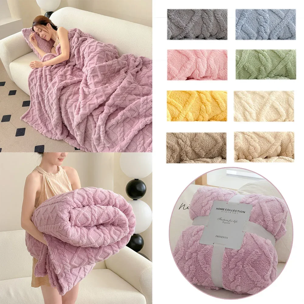 

1pc Super Soft Coral Velvet Blankets for Winter Thick Soft Bedspread Warm Plaids for Beds Single/Queen/King Solid Color Blankets